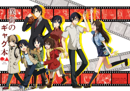 HD wallpaper featuring characters from the anime Erased, including Gaku Yashiro, Hiromi Sugita, Kenya Kobayashi, Airi Katagiri, Sachiko Fujinuma, Satoru Fujinuma, and Kayo Hinazuki.