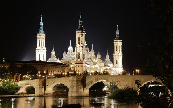Man Made Bridge Bridges Church Zaragoza Spain Cathedral HD Wallpaper | Background Image