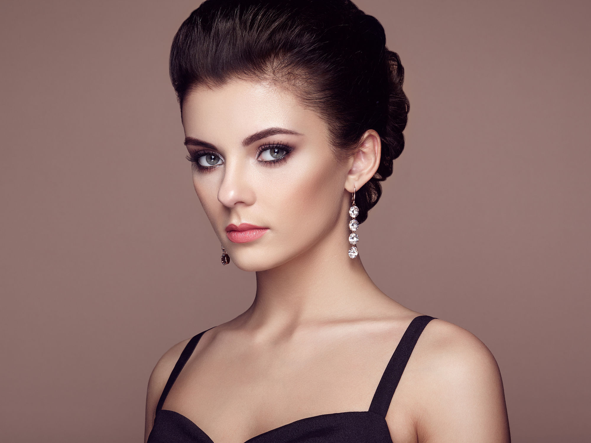 Download Earrings Brunette Woman Model HD Wallpaper by Oleg Gekman