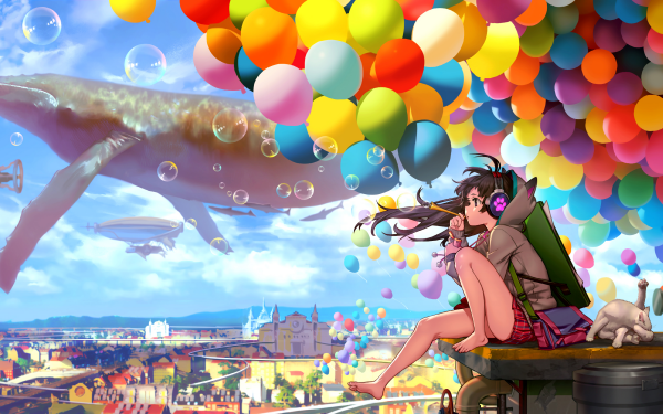 Anime Original Wal Fantasy Farben Kopfhörer Feet HD Wallpaper | Hintergrund