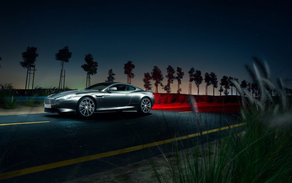Vehicles Aston Martin DB9 Aston Martin Supercar Silver Car Car Night HD Wallpaper | Background Image