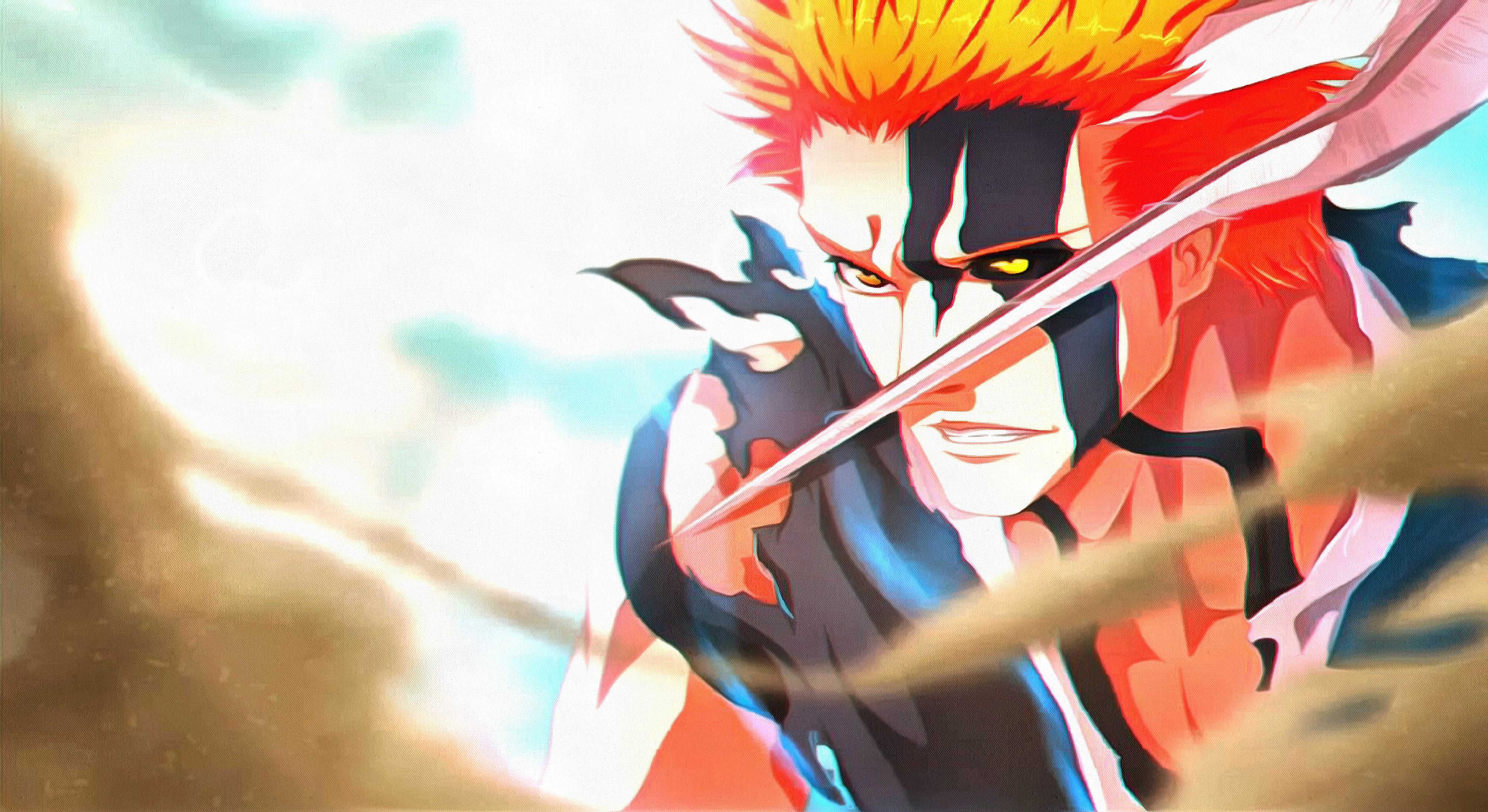 Ichigo Kurosaki Wallpaper 4K, Bleach, 5K, Red background