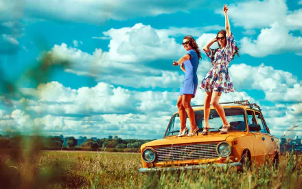 old car model woman mood HD Desktop Wallpaper | Background Image