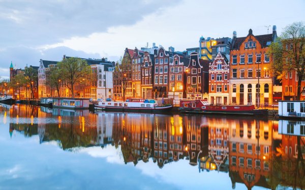 Man Made Amsterdam Cities Netherlands City River House Reflection HD Wallpaper | Background Image