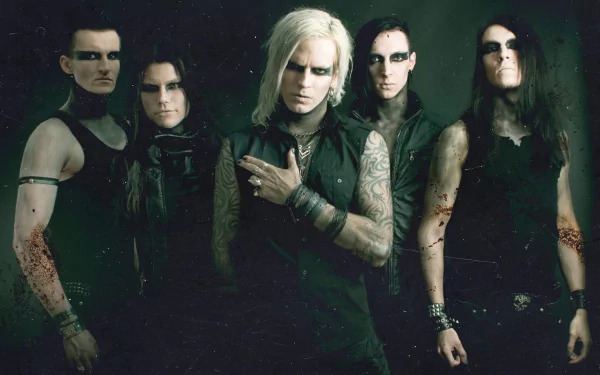 HD wallpaper featuring Chris Harms and the band Lord Of The Lost, showcasing their dark, gothic music style and intense stage presence.