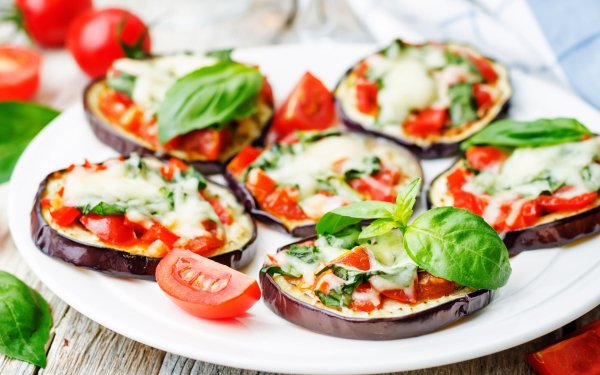 Food Vegetables Eggplant Tomato Basil HD Wallpaper | Background Image