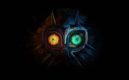 HD wallpaper featuring Majora's Mask from The Legend of Zelda, with vibrant colors against a dark background.