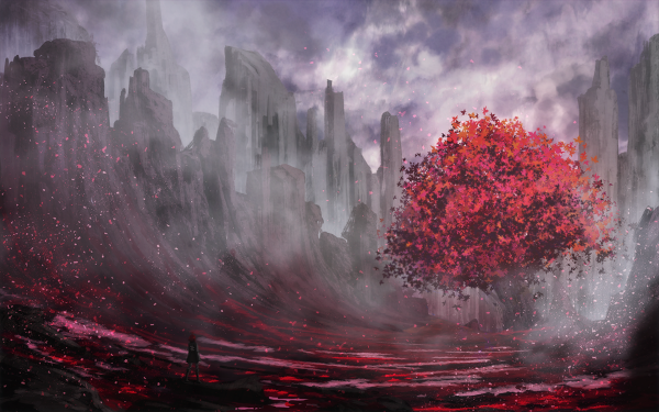 Anime Landscape Tree HD Wallpaper | Background Image