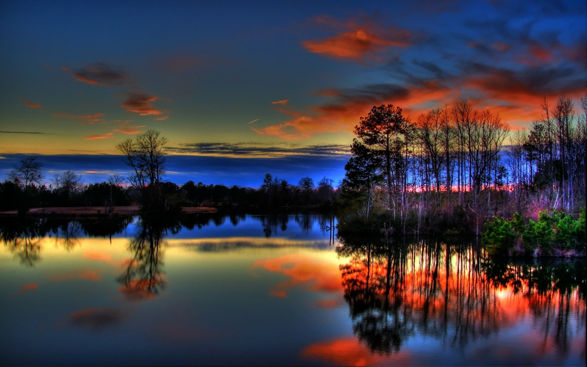 Sunset Lake Reflection Scenery 8K Wallpaper #6.910