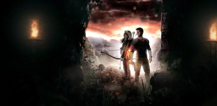 Uncharted Tomb Raider Lara Croft video game crossover HD Desktop Wallpaper | Background Image