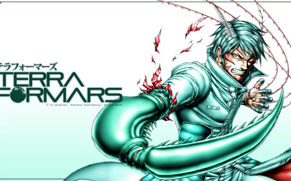 HD PC desktop wallpaper featuring Akari Hizamaru from the anime Terra Formars, showcasing dynamic action and sharp, detailed artwork.