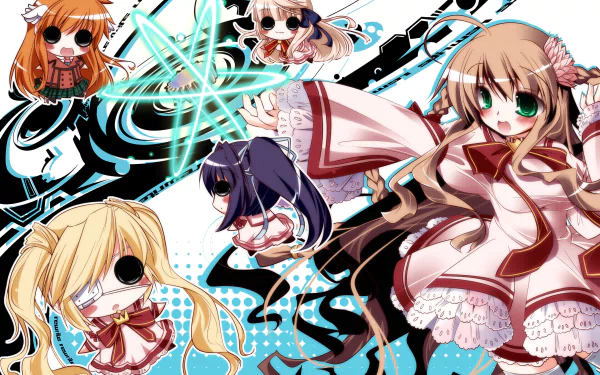 Senri Akane Chihaya Ohtori Shizuru Nakatsu Lucia Konohana Kotori Kanbe chibi Anime Rewrite HD Desktop Wallpaper | Background Image