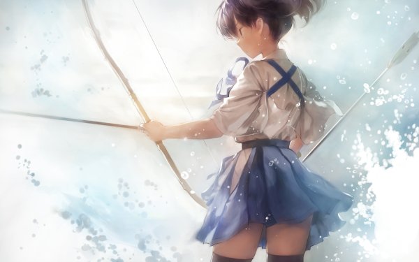 Anime Kantai Collection Bow Arrow Skirt Thigh Highs Short Hair Black Hair Kaga HD Wallpaper | Background Image