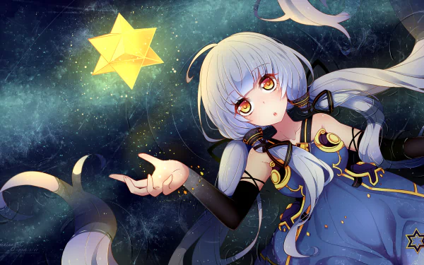HD anime PC wallpaper featuring Stardust from Vocaloid, with glowing stars and a cosmic background in vibrant colors and intricate character design.