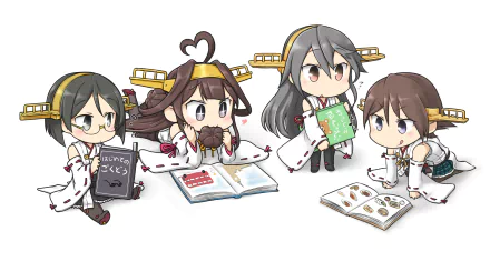 Kirishima (Kancolle) Hiei (Kancolle) Haruna (Kancolle) Kongou (Kancolle) Anime Kantai Collection HD Desktop Wallpaper | Background Image