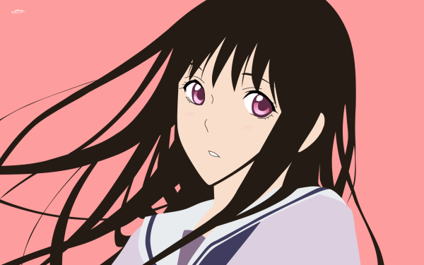 Anime Noragami Hiyori Iki Minimalist Brown Hair Blush Long Hair Pink Eyes HD Wallpaper | Background Image