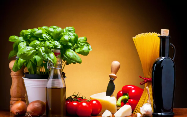 cheese tomato oil pasta food still life HD Desktop Wallpaper | Background Image