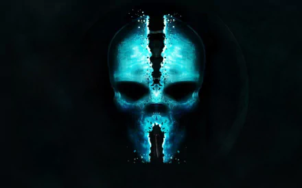 HD PC wallpaper featuring a glowing blue skull from the video game Tom Clancy's Ghost Recon: Future Soldier on a dark background.