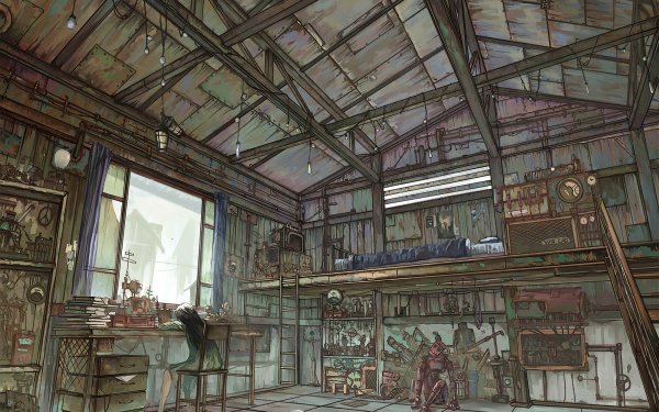 Anime Room Warehouse Futuristic HD Wallpaper | Background Image