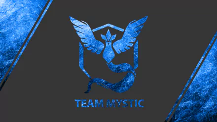 4K Ultra HD wallpaper featuring the blue, ice-themed Team Mystic emblem from Pokémon Go on a dark background with stylized icy blue accents.