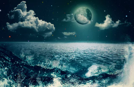 water wave moon artistic ocean Ocean Waves HD Desktop Wallpaper | Background Image