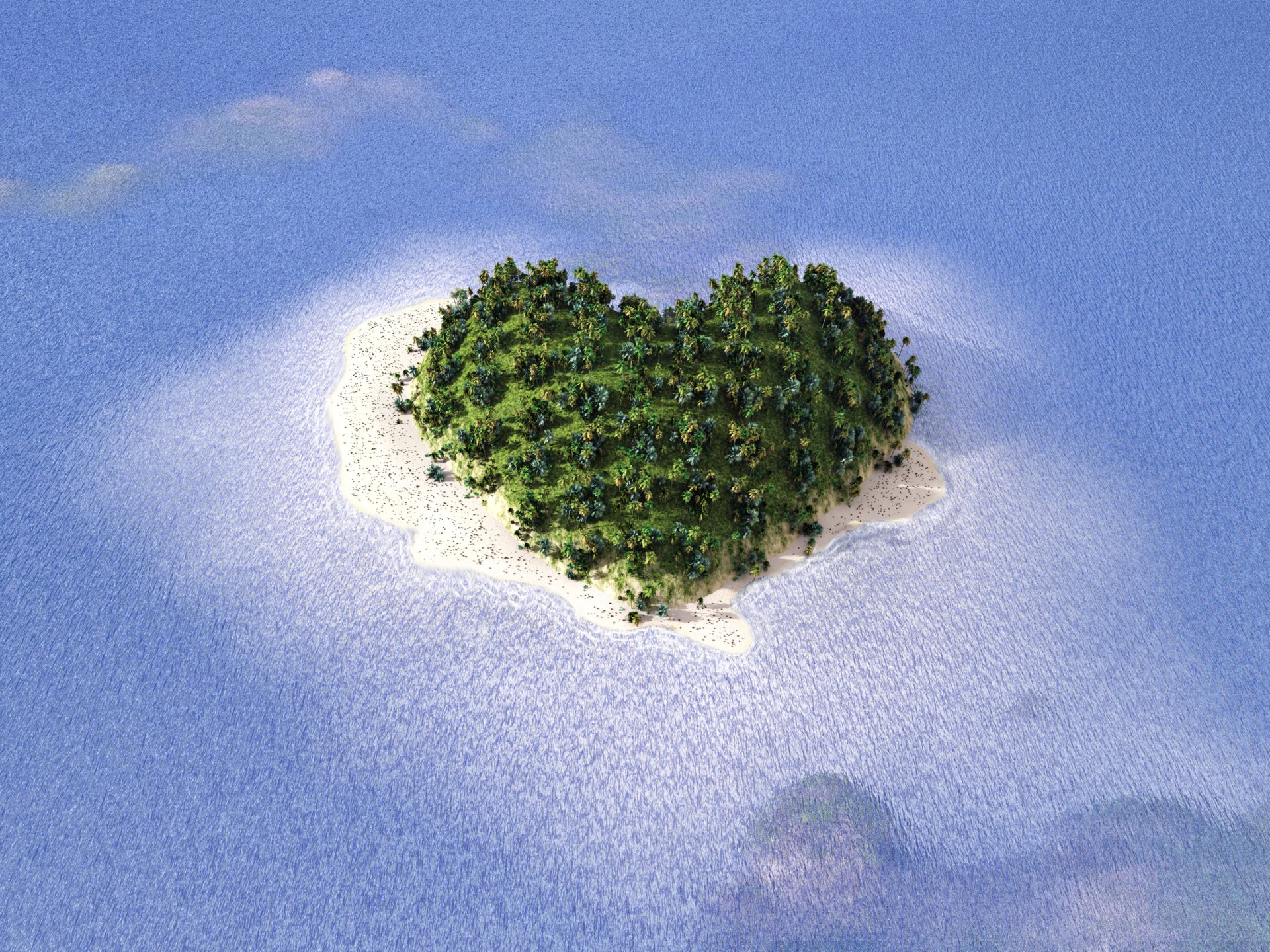 Download Heart-shaped Artistic Island HD Wallpaper