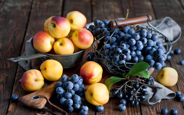 nectarine grapes food fruit HD Desktop Wallpaper | Background Image