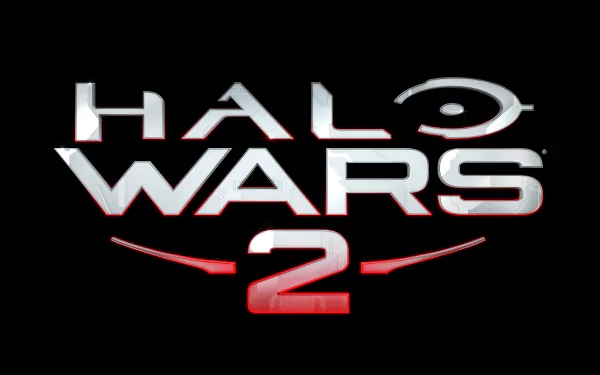 Halo Wars 2 logo in bold silver and red text on a black background, presented as a 4K Ultra HD PC desktop wallpaper and background.