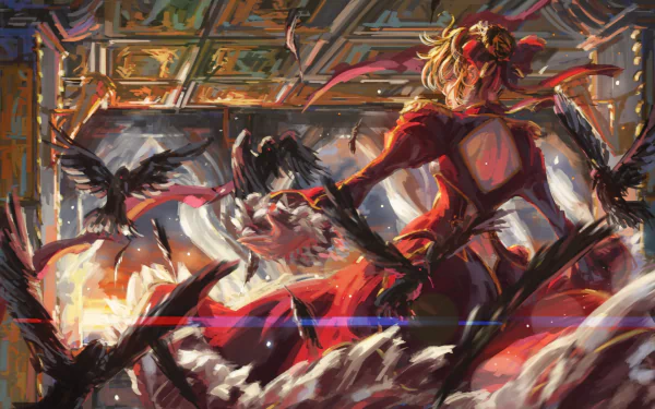Red Saber Anime Fate/extra HD Desktop Wallpaper | Background Image