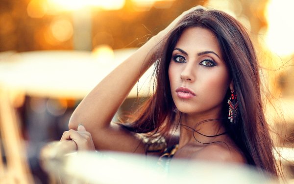 Women Model Brunette Brown Eyes Bokeh HD Wallpaper | Background Image