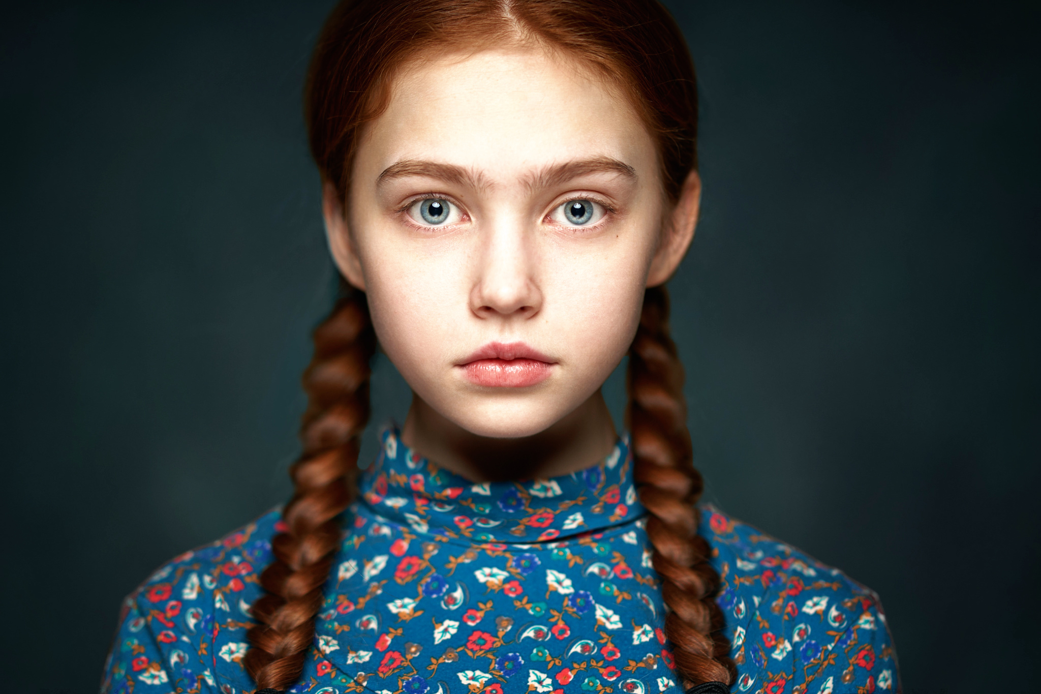 Download Face Blue Eyes Braid Redhead Woman Model Hd Wallpaper