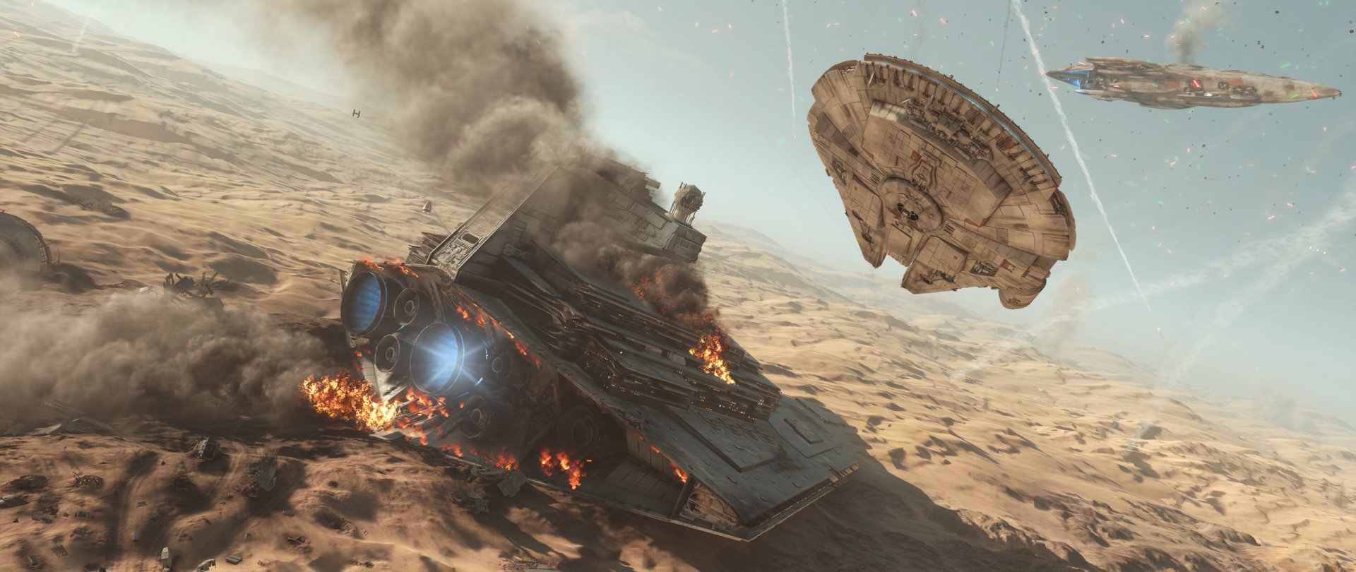 Download Millennium Falcon Video Game Star Wars Battlefront (2015) Jakku (Star Wars) HD Wallpaper by Berduu