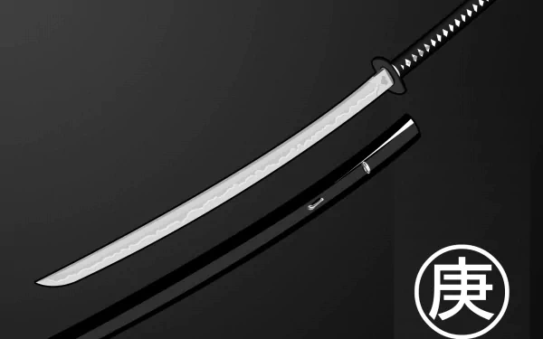 A sleek, HD desktop wallpaper featuring a beautifully crafted sword against a dark background, highlighting its elegant design and sharp blade.