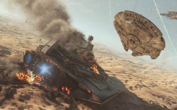 Millennium Falcon video game Star Wars Battlefront (2015) Jakku (Star Wars) HD Desktop Wallpaper | Background Image