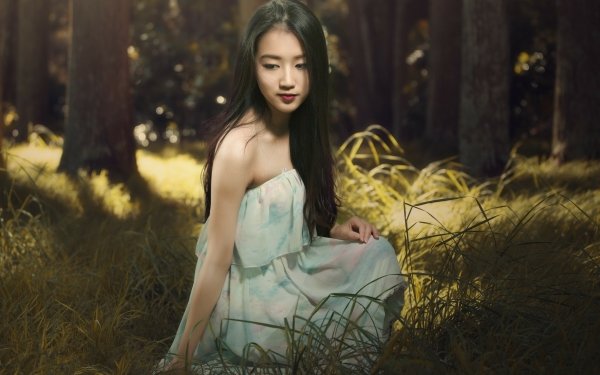 Women Asian Long Hair Forest HD Wallpaper | Background Image