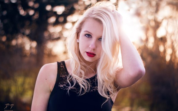 Women Model Bokeh Blonde Lipstick Blue Eyes Sunny HD Wallpaper | Background Image
