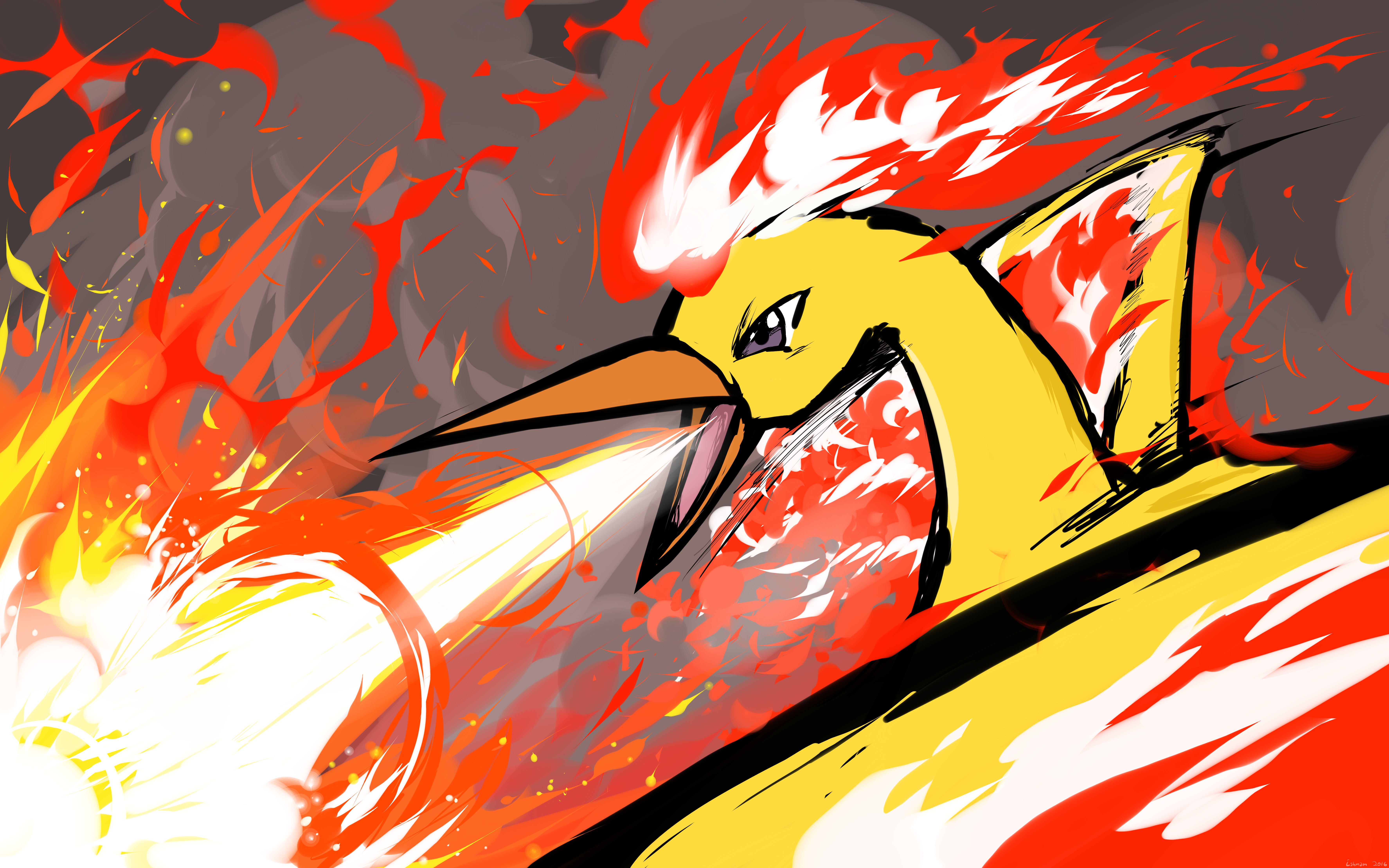 Um pássaro lendário Pokemon, Moltres para colorir e imprimir
