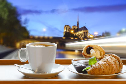 Sacré-Cœur time lapse croissant coffee food breakfast HD Desktop Wallpaper | Background Image