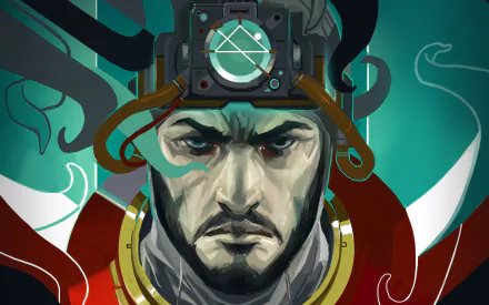 HD PC desktop wallpaper featuring a stylized portrait of Morgan Yu from the video game Prey, showcasing a futuristic and intense atmosphere.