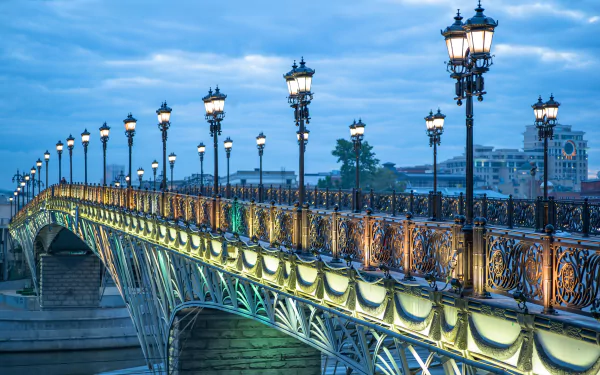 lamp post evening man made bridge HD Desktop Wallpaper | Background Image