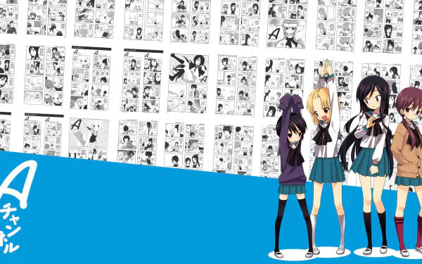 Yuuko Nishi Nagisa Tennouji Run Momoki Tooru Ichii Anime A Channel HD Desktop Wallpaper | Background Image
