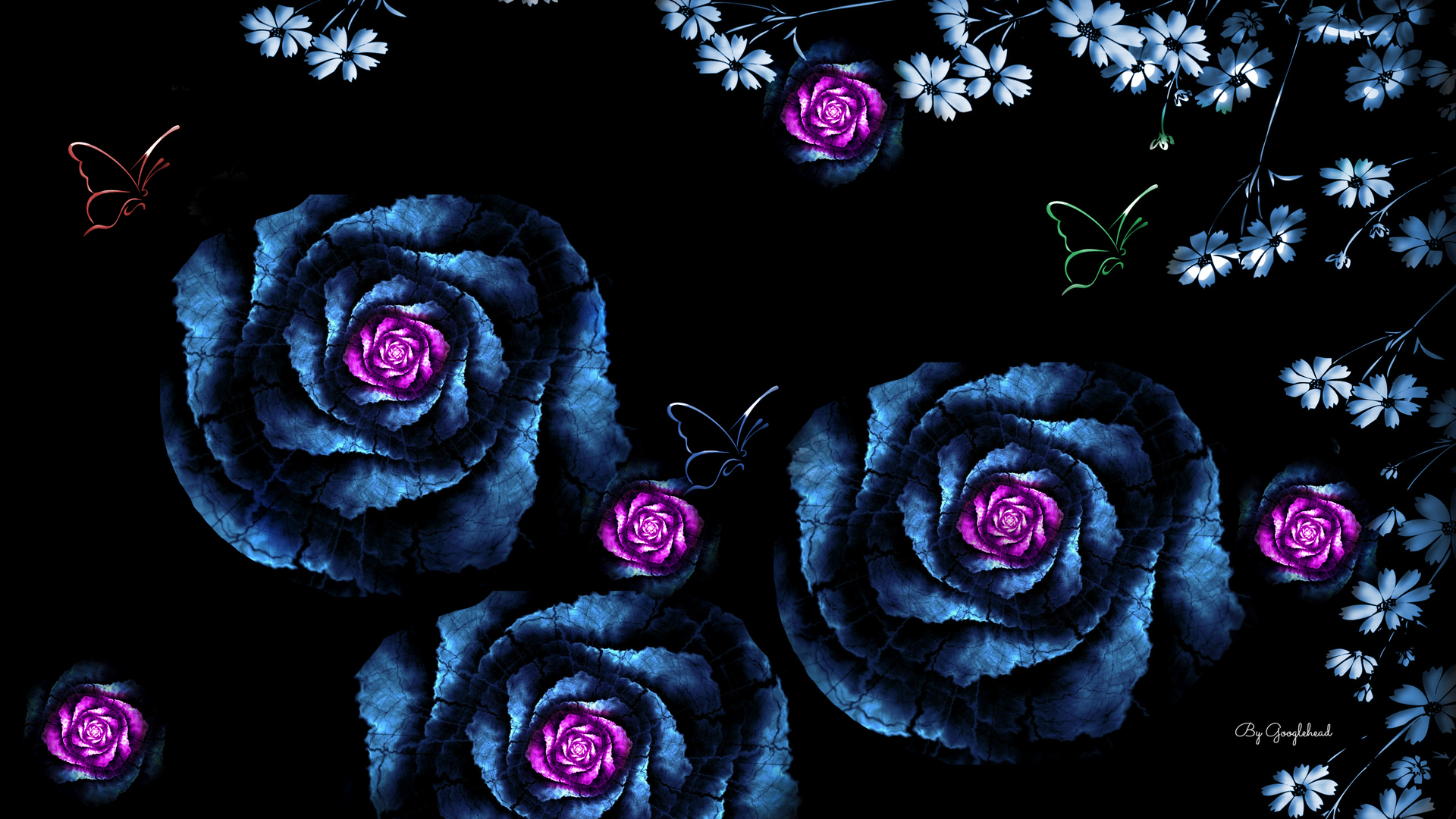 Beautiful Blue and Purple Roses by Googlehead
