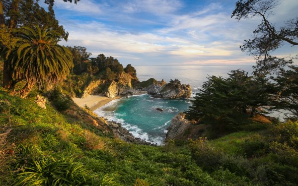 Nature Big Sur Coastline Julia Pfeiffer Burns State Park Ocean Mountain McWay Falls HD Wallpaper | Background Image