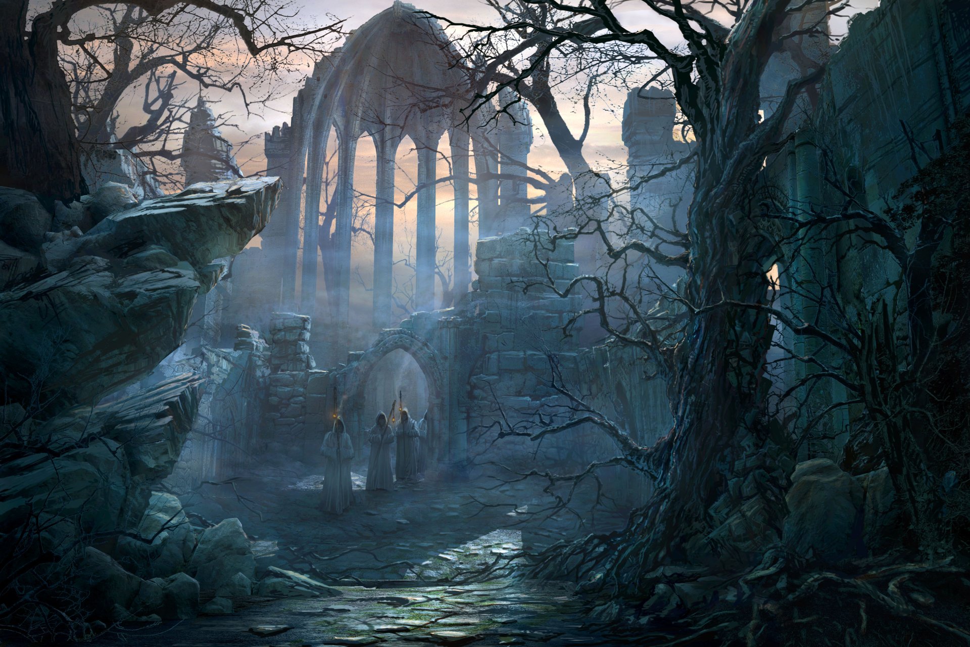 Gothic Ruins in Twilight - 4K Ultra HD Wallpaper by Rafael Lacoste