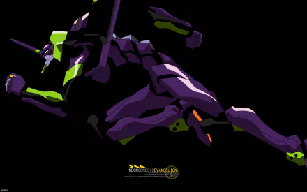 HD PC desktop wallpaper of Evangelion Unit-01 from the anime Neon Genesis Evangelion, showcasing the mech in a dynamic, stylized pose against a dark background.
