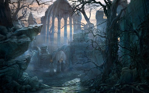 Dark Gothic Ruin Fantasy Stone Arch Building HD Wallpaper | Background Image