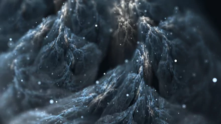 Close-up abstract image of blue and gray smoke with sparkling particles, designed as an HD PC desktop wallpaper and background.