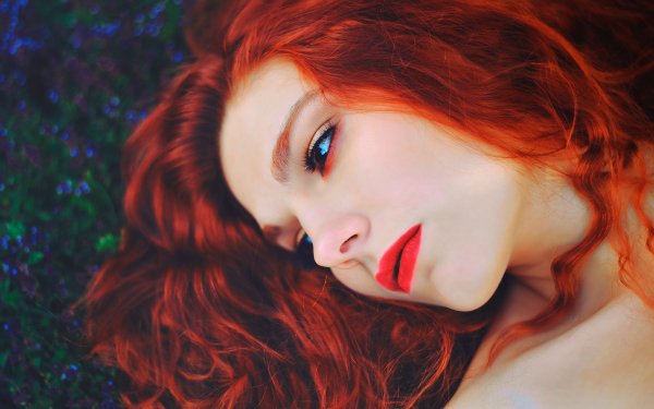 Women Face Lipstick Brown Eyes Redhead HD Wallpaper | Background Image