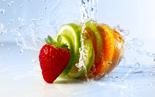 Food Fruit Fruits Water Strawberry Lime orange HD Wallpaper | Background Image
