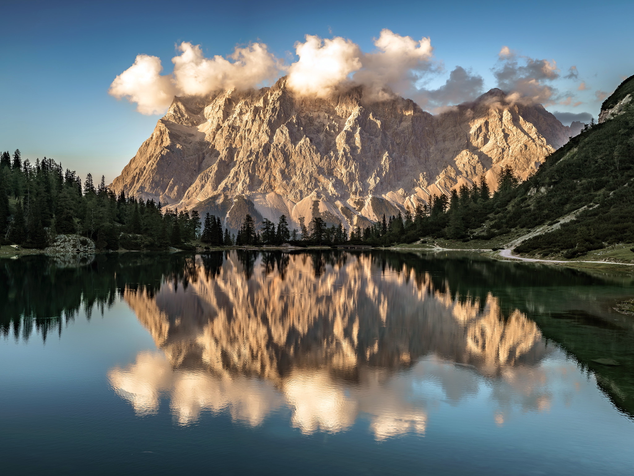 Download Lake Cloud Mountain Nature Reflection HD Wallpaper